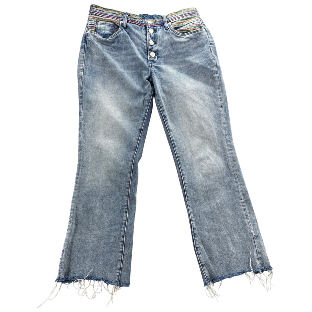 Blank NYC The Varick Kick Flare Rainbow Embroidered Jeans Light Wash 29 59EC2077